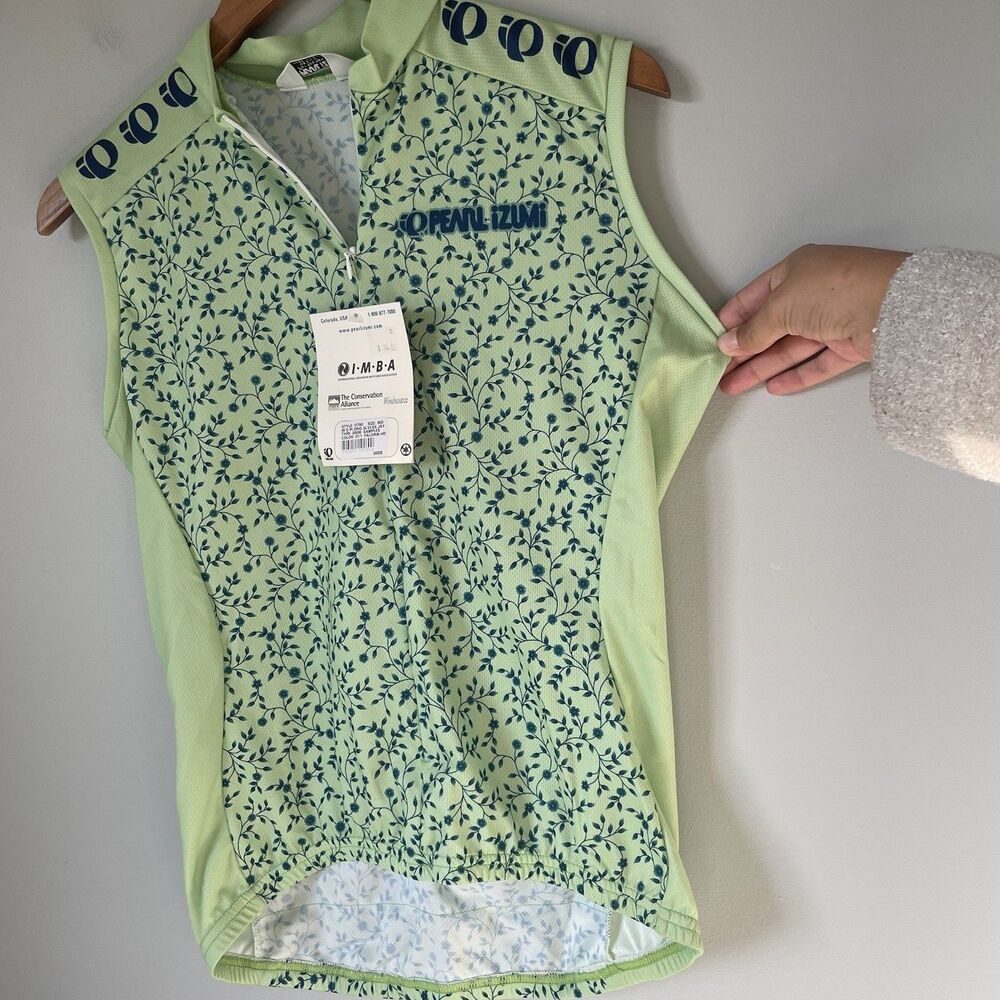 Pearl Izumi Vtg 2002 Cycling Jersey Top Sleeveless Floral Green Blue Size Medium - Picture 4 of 11